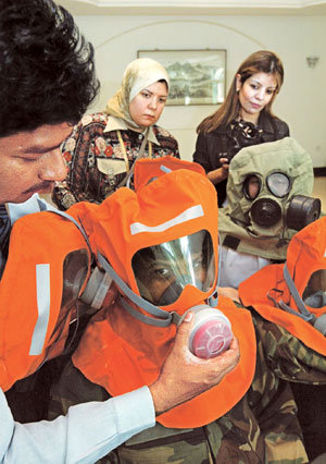 Gas Mask Drill at the Korean Embassy in Kuwait