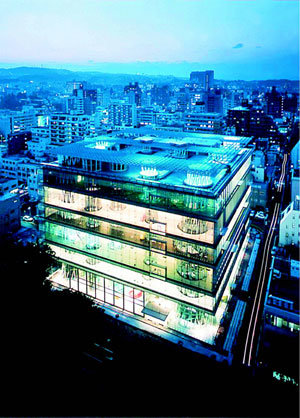 Night View and Interior of Sendai Mediatheque