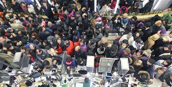 Panic among bank customers