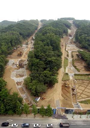 Work to prevent a mudslide