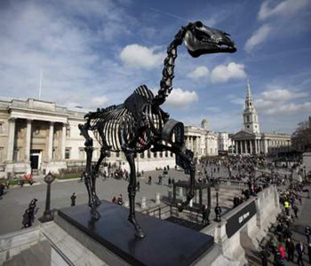 Gift Horse sculpture rides on 4th plinth in Trafalgar Square