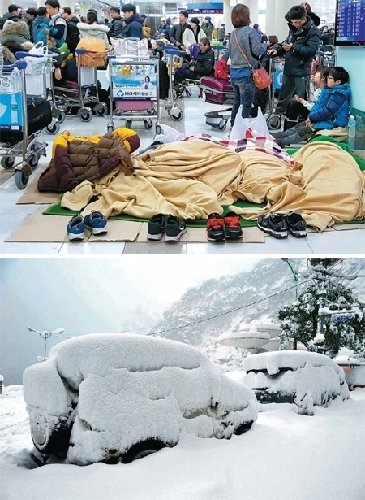 한파 덮친 한반도…제주공항 기능 마비
