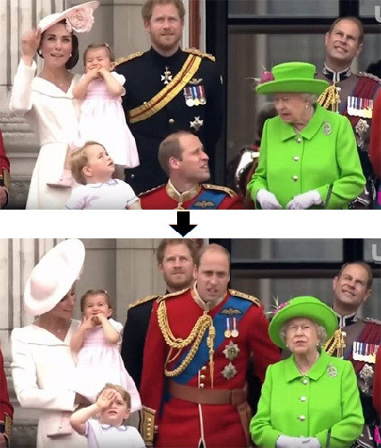 영여왕 “일어나, 윌리엄”... 할머니 생일행사서 장난치다 딱걸린 왕세손