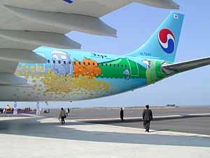 제주상징물 그려진 여객기 \