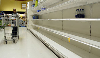 생수가 동났어요