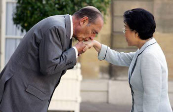 시라크 대통령과 한명숙 국무총리