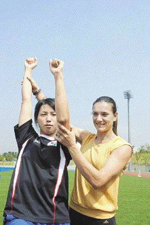 오늘 대구국제육상이신바예바, 최윤희에 즉석 레슨