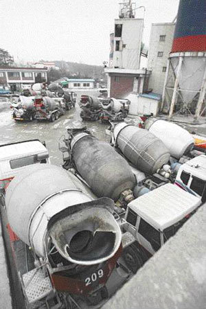 레미콘차 멈춰서려나