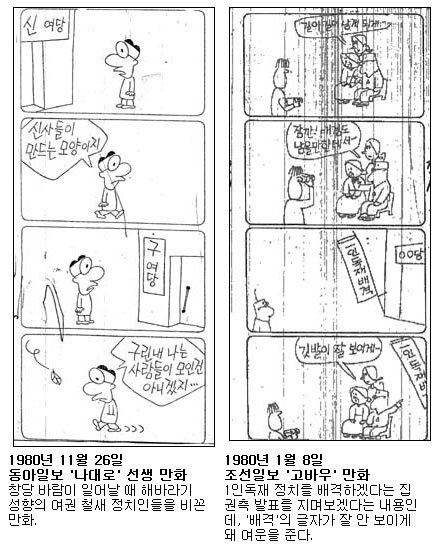 1980년 계엄하 언론검열에 삭제된 시사만화·만평 50선