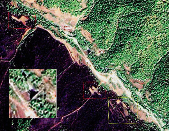 ‘지하 핵실험 징후’ 지목된 북한 길주 산악지대 위성사진