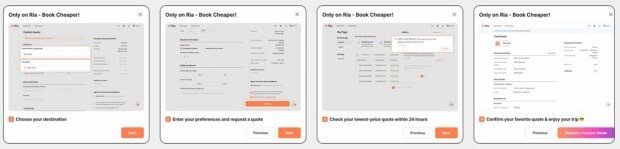 Ria helps calculate travel quotations in four steps / source= Riad Corporation