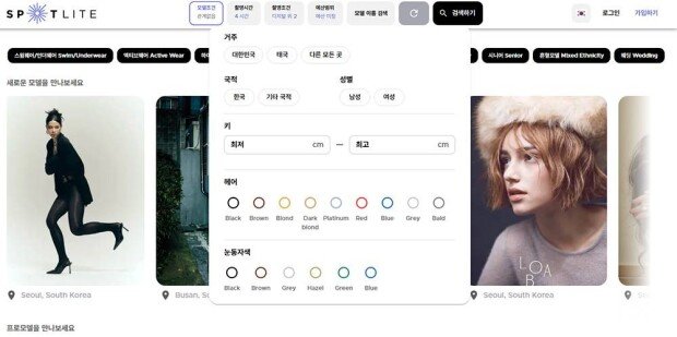 SPOTLITE GLOBAL homepage allows users to search for models directly / Source=SPOTLITE GLOBAL