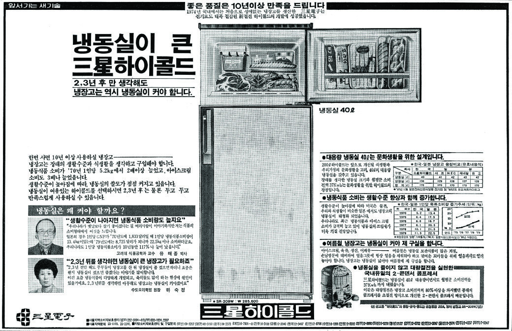 삼성하이콜드 냉장고. 1981. 삼성전자