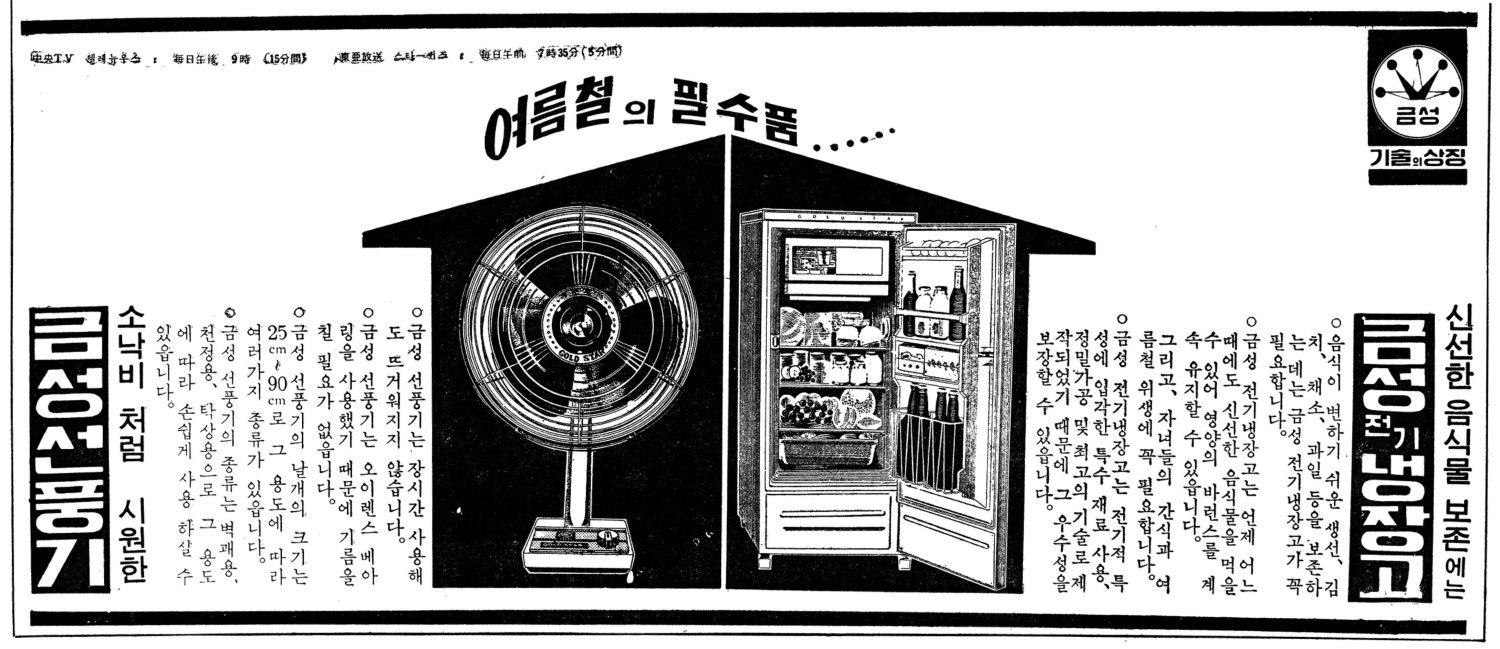 금성 선풍기, 냉장고. 1966. 금성사