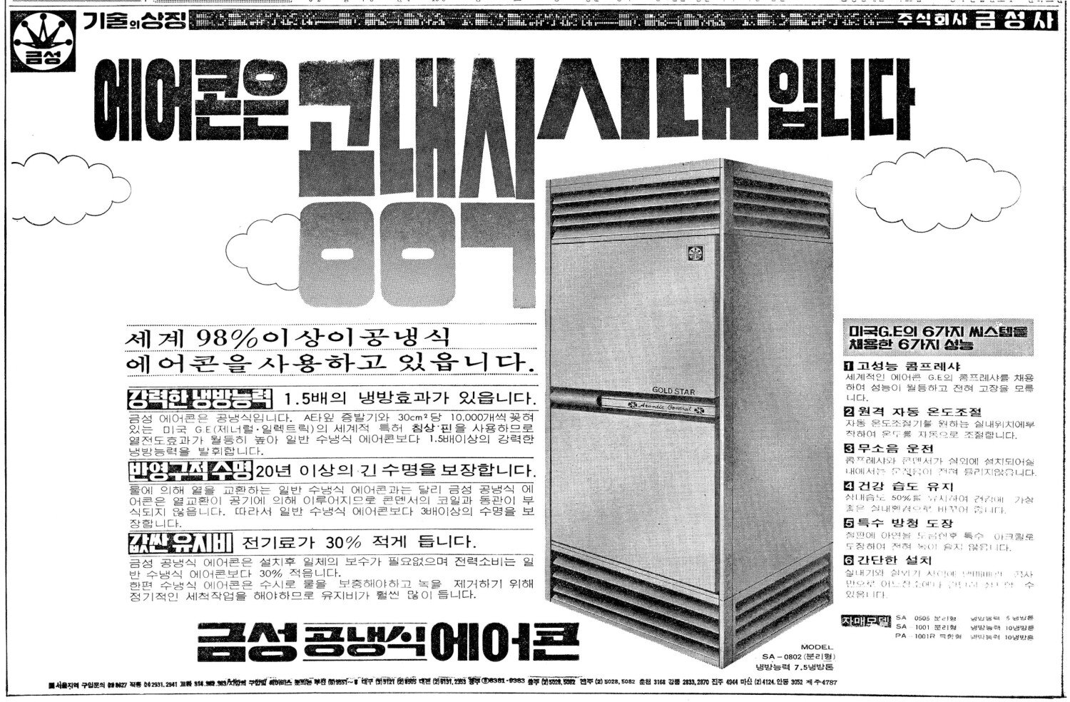 금성 공냉식 에어콘. 1976. 금성사