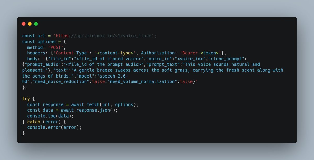 MINIMAX에서 제공하는 Voice Clone API의 JavaScript 버전