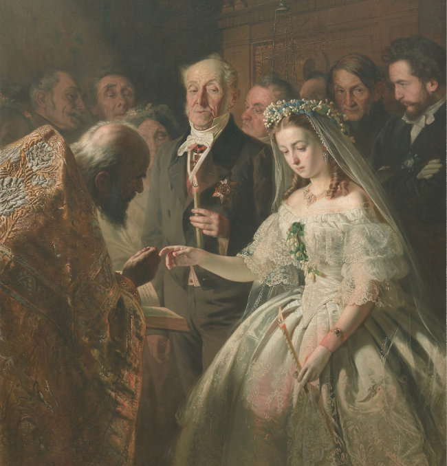 바실리 페로프, ‘불평등한 결혼(The Unequal Marriage)’, 1862, 트레티야코프 미술관 소장