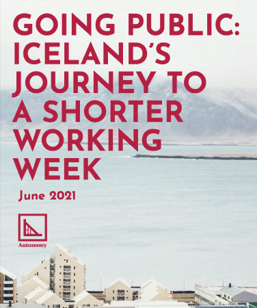 6월 영국의 리서치센터 ‘오토노미’가 발표한 ‘노동시간 단축을 위한 아이슬란드의 여정’ 보고서. [오토노미 보고서 캡처]