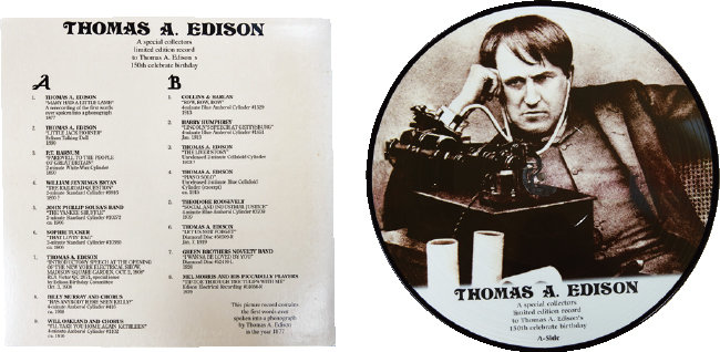 에디슨 탄생 150주년 기념으로 발매된 LP음반. 에디슨의 실제 육성이 녹음됐다.