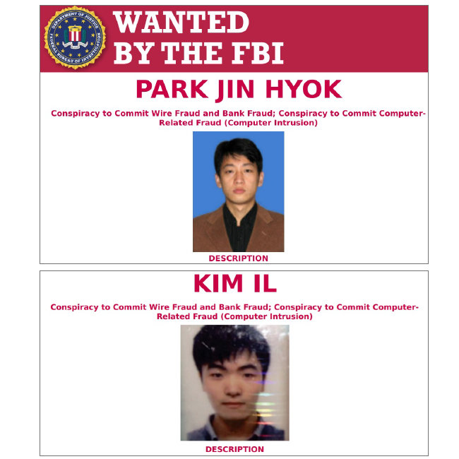 미국 법무부는 2020년 12월 북한 정찰총국 소속 3명의 해커를 기소했다. [동아DB]