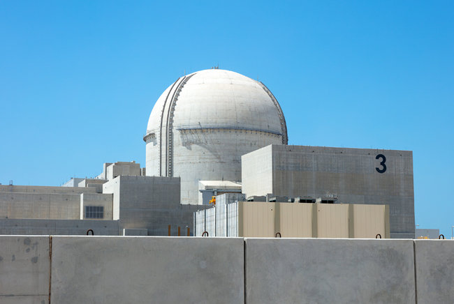 2022년 9월 23일 한국전력이 국내 언론에 공개한 아랍에미리트(UAE) 바라카 원전 3호기 전경. [한국전력]