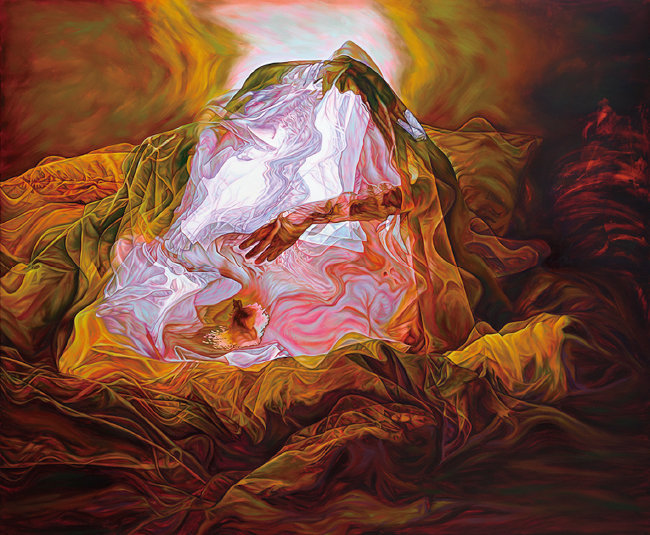 강령회 시리즈 중 일부. 야경(NIGHTWATCH), oil on canvas, 250 x 300cm, 2022. [진 마이어슨]