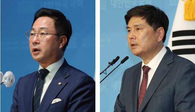 박성준 민주당 의원(왼쪽). 지상욱 전 의원. [뉴스1, 뉴시스]