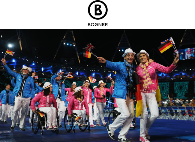 2012년 동계올림픽에 보그너가 만든 유니폼을 입고 출전한 선수들이 환호하고 있다. [Gettyimage]