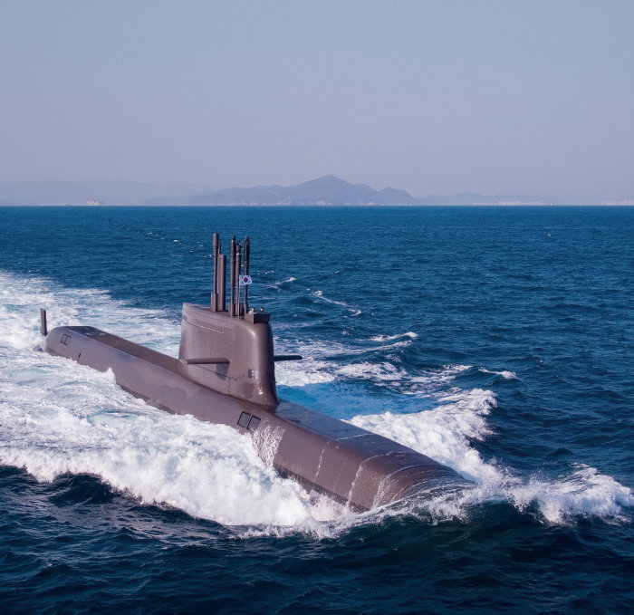 2018년 순수 국내 기술력으로 건조돼 실전 배치된 잠수함 ‘도산 안창호함’. [한화오션]
