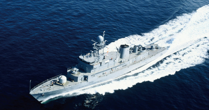 1983년 한화오션이 최초로 한국 해군에 인도한 초계정 ‘안양함’. [한화오션]