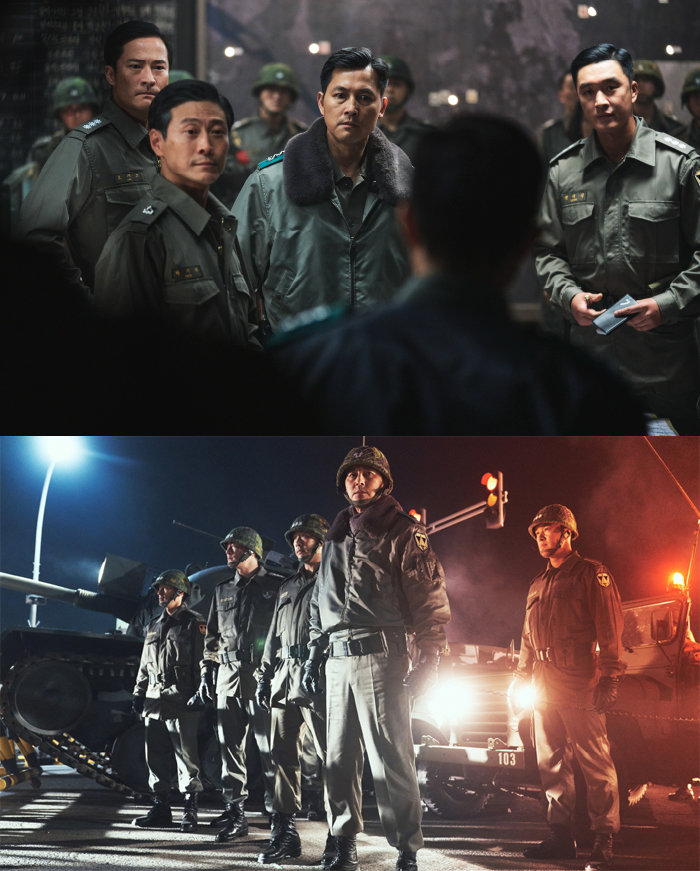 12·12군사반란을 다룬 영화 ‘서울의 봄’ 한 장면. 정우성은 군인으로서 소신을 지키는 수경사령관 이태신 역으로 열연했다. [플러스엠엔터테인먼트]
