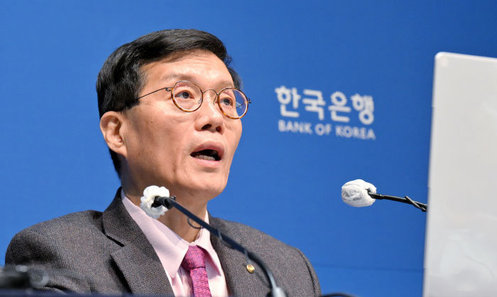 2월 22일 서울 중구 한국은행에서 열린 간담회에서 이창용 한국은행 총재가 통화정책 방향을 설명하고 있다. 이날 이 총재는 “총선 이후 부동산 PF 문제가 터진다는 것은 큰 오해”라고 말했다. [뉴스1]