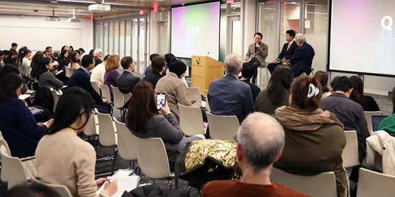 임태희 경기도교육감이 2월 26일(현지 시간) 미국 매사추세츠주 하버드대에서 특강을 하고 있다. 경기도교육청