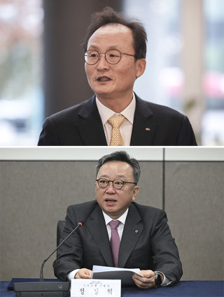 이환주 KB국민은행장(위)과 정상혁 신한은행장. 뉴시스