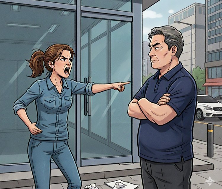 권리금을 두고 세입자와 건물주가 다투는 모습. AI이미지