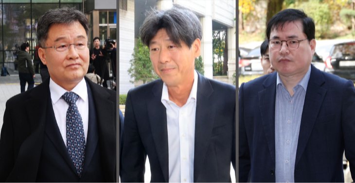 화천대유 대주주 김만배, 남욱 변호사, 유동규 전 성남도시개발공사 기획본부장(왼쪽부터) 등 피고인 전원은 대장동 1심 선고에 항소했다. 뉴스1