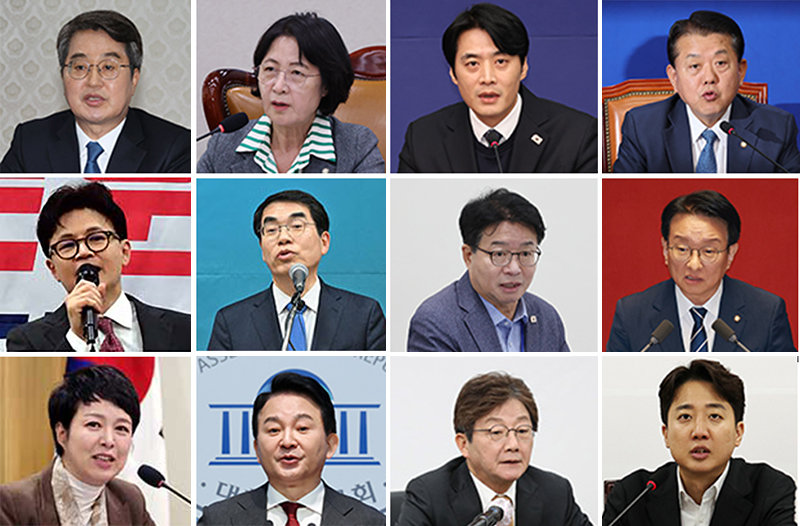 김동연 경기지사, 더불어민주당 추미애, 한준호, 김병주, 권칠승, 염태영 의원, 양기대 전 의원, 국민의힘 한동훈 전 대표, 김은혜 의원, 원희룡 전 장관, 유승민 전 의원, 개혁신당 이준석 대표(왼쪽 위부터 ‘ㄹ’ 순). 뉴시스, 뉴스1