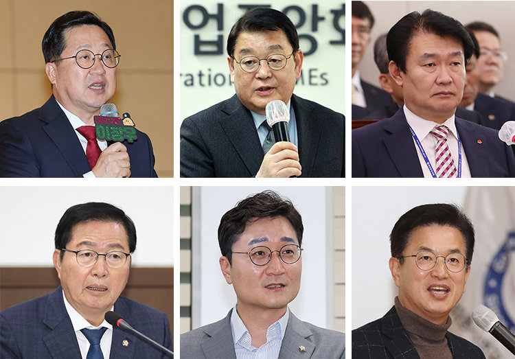 이장우 대전시장, 박성효 소상공인시장진흥공단 이사장, 정용기 한국지역난방공사 사장, 허태정 전 대전시장, 더불어민주당 장철민 의원, 장종태 의원(왼쪽 위부터 시계 방향). 뉴스1, 뉴시스