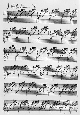 1721년경 바흐의 '평균율 클라비코드‘ 악보 첫 페이지 이미지. Gettyimage