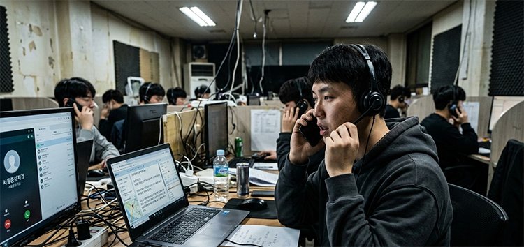보이스피싱 조직원이 피싱 사기를 시도하는 모습. AI 생성 이미지