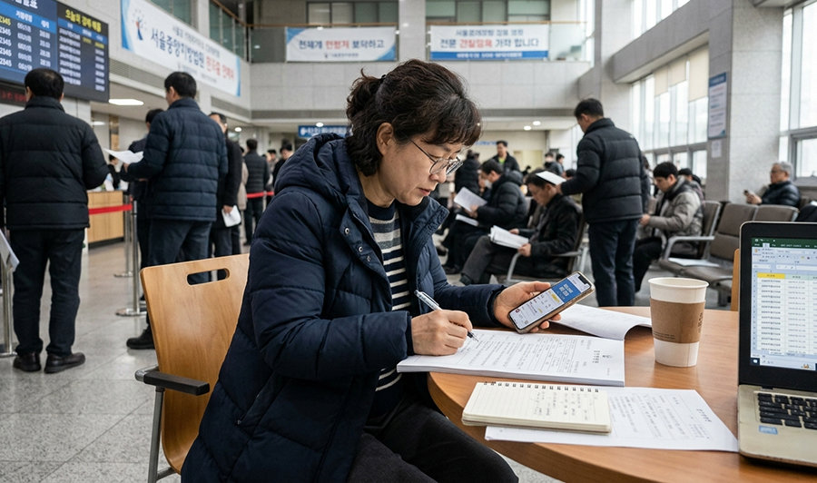 부동산 경매 참가자가 입찰에 참여할 부동산의 권리를 분석하고 있다. AI 생성 이미지