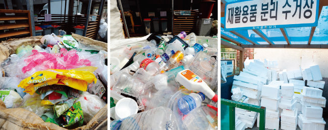 그동안 재활용 수거  · 선별업체들은 무상으로 폐비닐을 처리해줬지만 최근 중국이 재활용 쓰레기 수입을 중단하면서 그 여파로 플라스틱과 스티로폼 등의 수거를 거부하기에 이르렀다. [뉴스1]