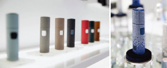 ‘릴 미니멀리움’에서는 전자담배 기기 외에도 각종 액세서리를 판매한다(왼쪽). 스와로브스키 크리스털로 장식된 ‘릴 크리스털 에디션’ 한정판. 