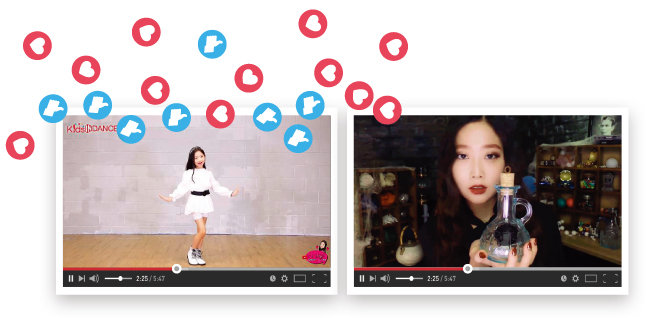 띠예와 동년배인 케이팝 댄스 커버 유튜버 어썸하은(왼쪽)과 ASMR 콘텐츠를 만드는 유튜버 다나. 