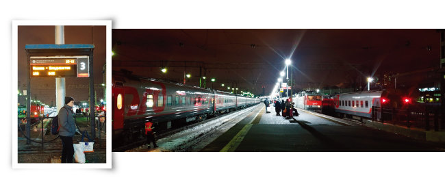 모스크바발(發) 시베리아횡단열차는 야로슬라브역에서 출발한다. 3번 플랫폼에 0시 35분 모스크바발 블라디보스토크행 100번 열차가 출발한다고 표시돼 있다.