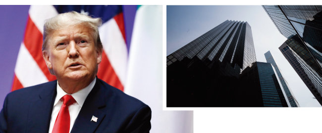 도널드 트럼프 미국 대통령(왼쪽)과 뉴욕 5번가의 트럼프타워. [AP=뉴시스]
