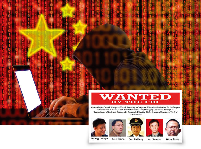 미국 연방수사국(FBI)에 지명수배된 중국의 해커들. [GettyImages, FBI] 