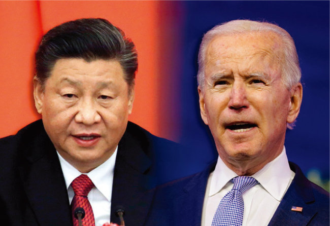 시진핑 중국 국가주석(왼쪽)과 조 바이든 미국 대통령. [AP 통신]