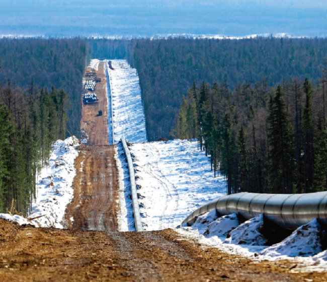 러시아와 중국을 연결하는 1단계 천연가스 파이프라인 구간인 ‘시베리아의 힘1’. [Gazprom]