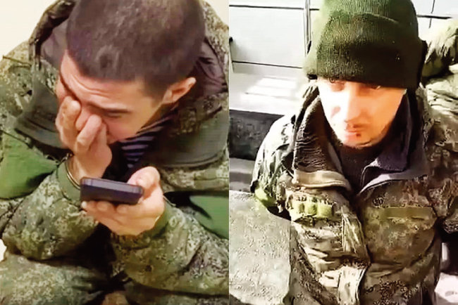 우크라이나군에 포로로 잡힌 러시아군 병사들. [우크라이나군 PRESS SERVICE]